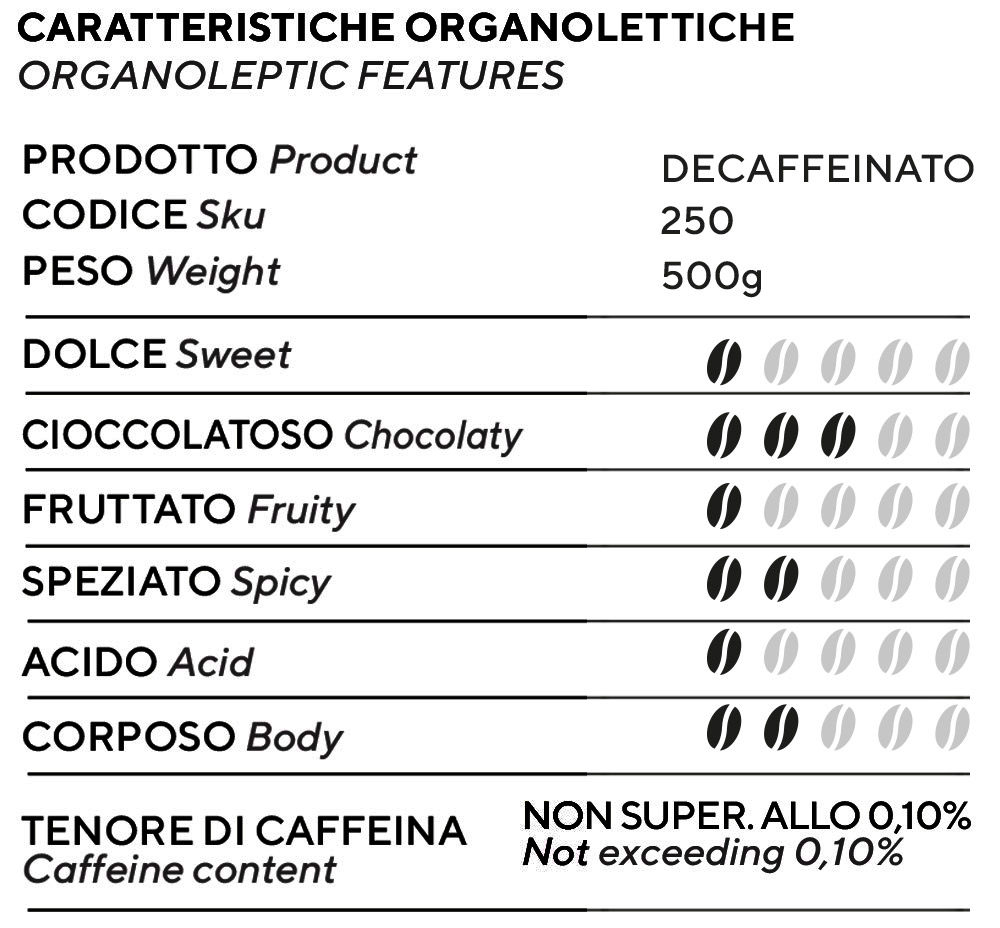 Tabella Decaffeinato in grani Mokasirs